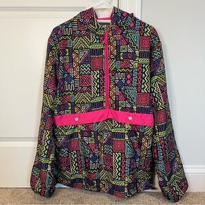 Black Jack Vintage 1999 Geometric Abstract 90's Windbreaker Pullover Jacket L
